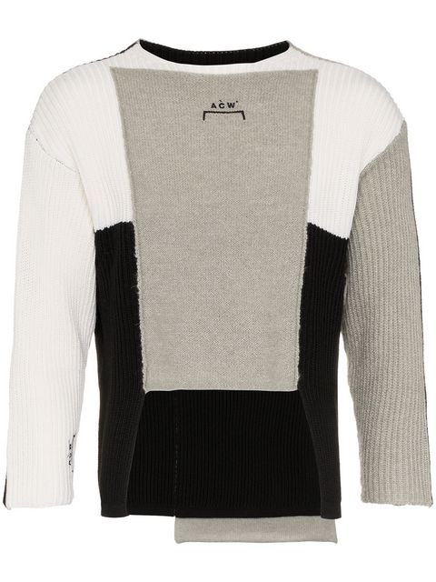 A-COLD-WALL Panelled Asymmetric Merino Blend Jumper men's designer tops that are perfect for winter.