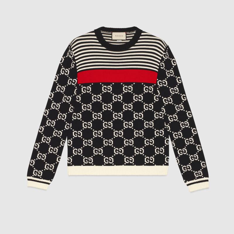 Gucci GG and Stripes Knit Sweater men's winter shirts