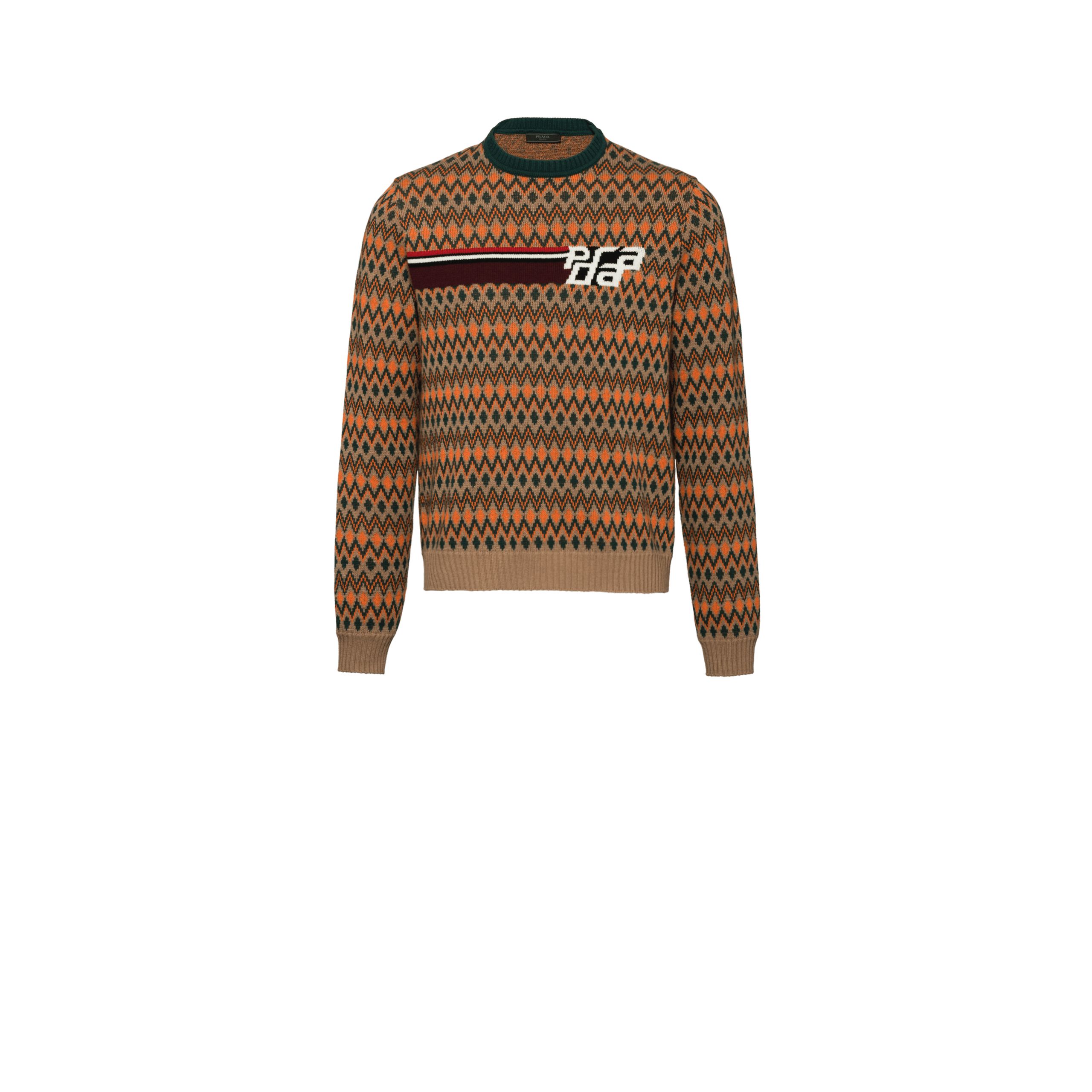 Prada Cashmere Crew-neck Sweater men's designer tops that are perfect for winter.