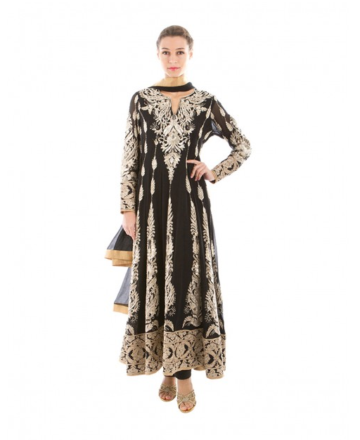 Black and Gold Anarkali by Ishka Diwali Fashion: What to Wear to The Festival of Lights