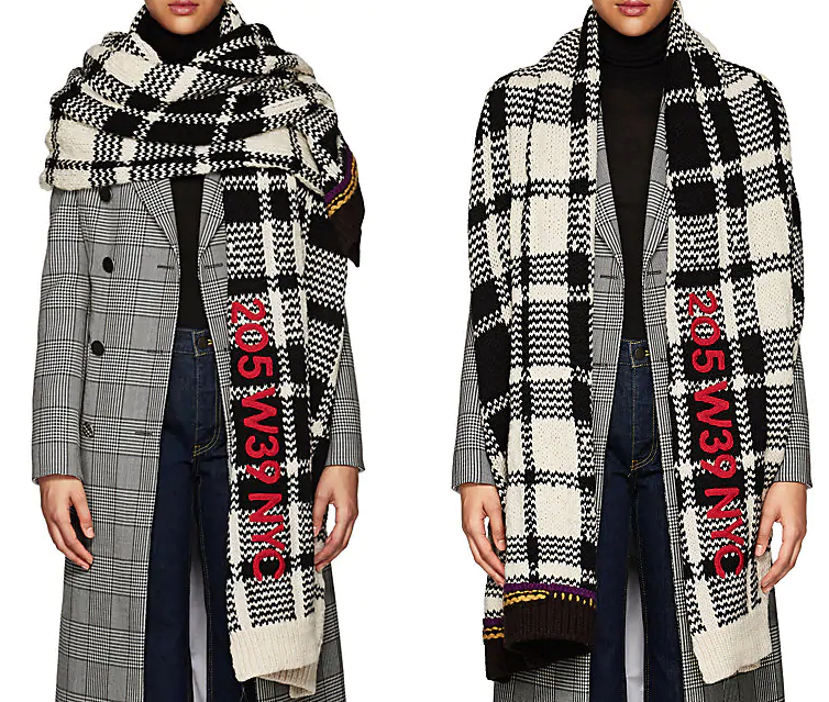 Calvin Klein 205W39NYC Plaid Chunky-Knit Wool Blanket Scarf Oversized Scarves to Rock This Winter