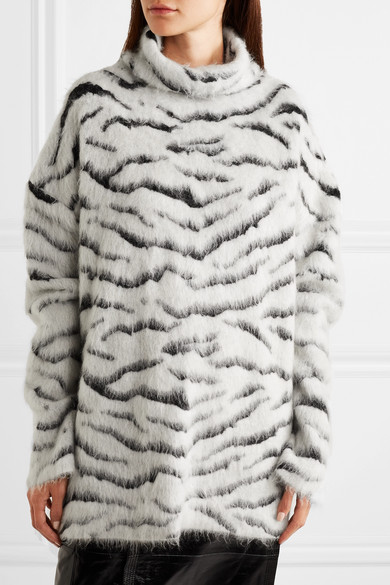 Givenchy Oversized Turtleneck Mohair-blend Jacquard Sweater Thanksgiving Party Attire That is Sure to Wow
