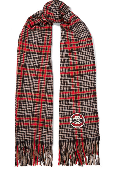 Gucci Fringed Houndstooth Scarf 
