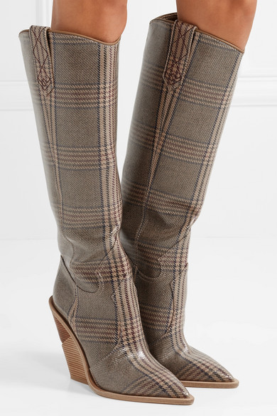 Fendi Prince of Wales Checked Knee Boots Designer Boots Perfect for Winter