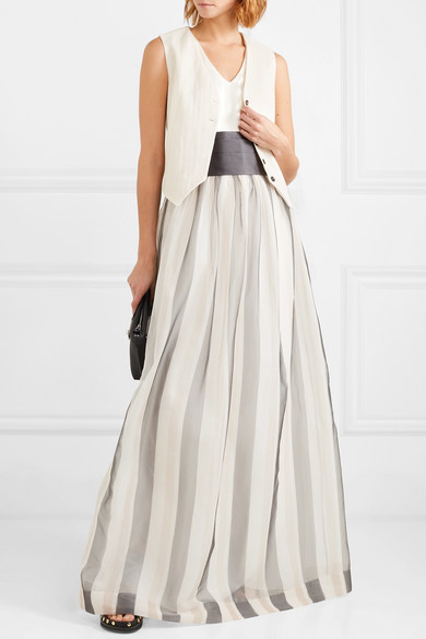 Brunello Cucinelli Belted Satin and Organza Maxi Dress What to Wear to Easter Brunch