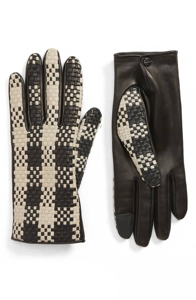 Agnelle Woven Leather Gloves Crafted Details