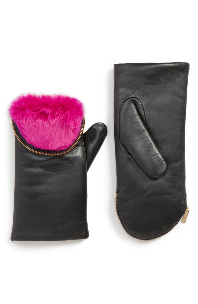 Aristide Rabbit Fur Lined Mittens Luxurious Materials Best Winter Gloves 