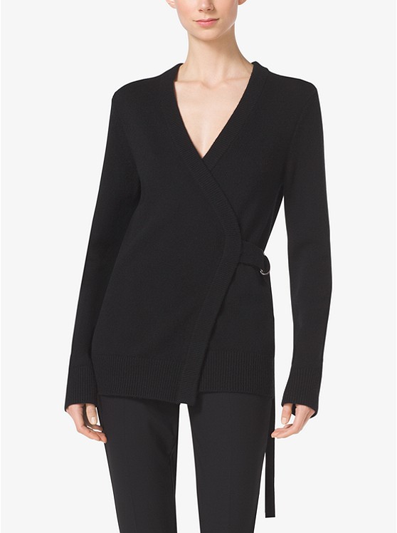 Crossover Cashmere Cardigan Black Michael Kors Collection
