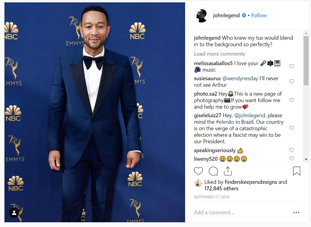 Advice for when you are invited to the Oscars including dress like this tux from John Legend at the Emmys.
