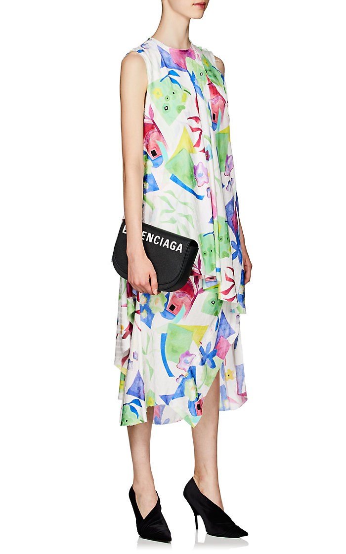 Balenciaga Watercolor Logo-Jacquard Silk Asymmetric Dress Dresses for Easter