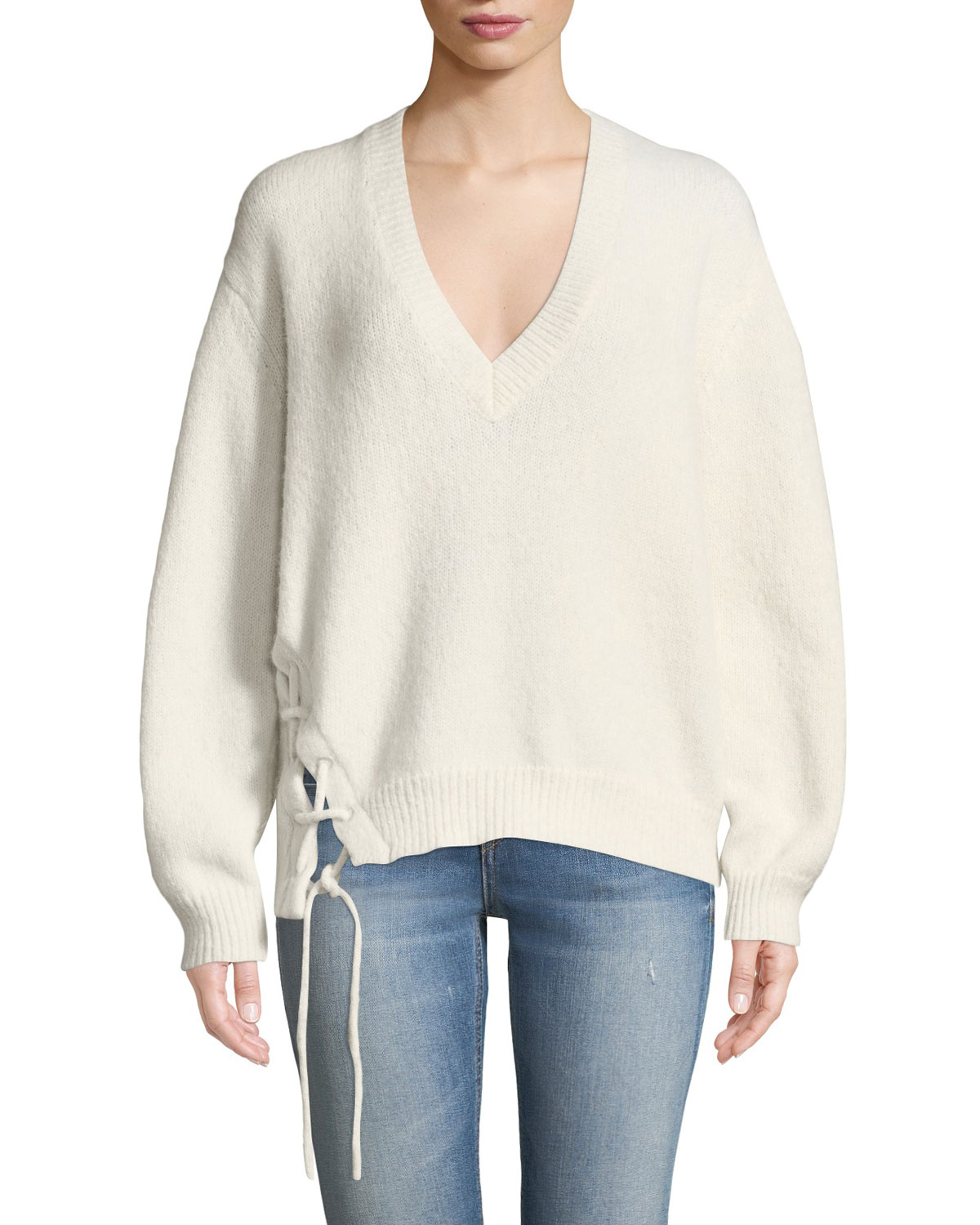 Mylo V-Neck Alpaca Sweater with Lace-Up Detail by IRO Alpaca Clothing to Keep You Warm this Winter